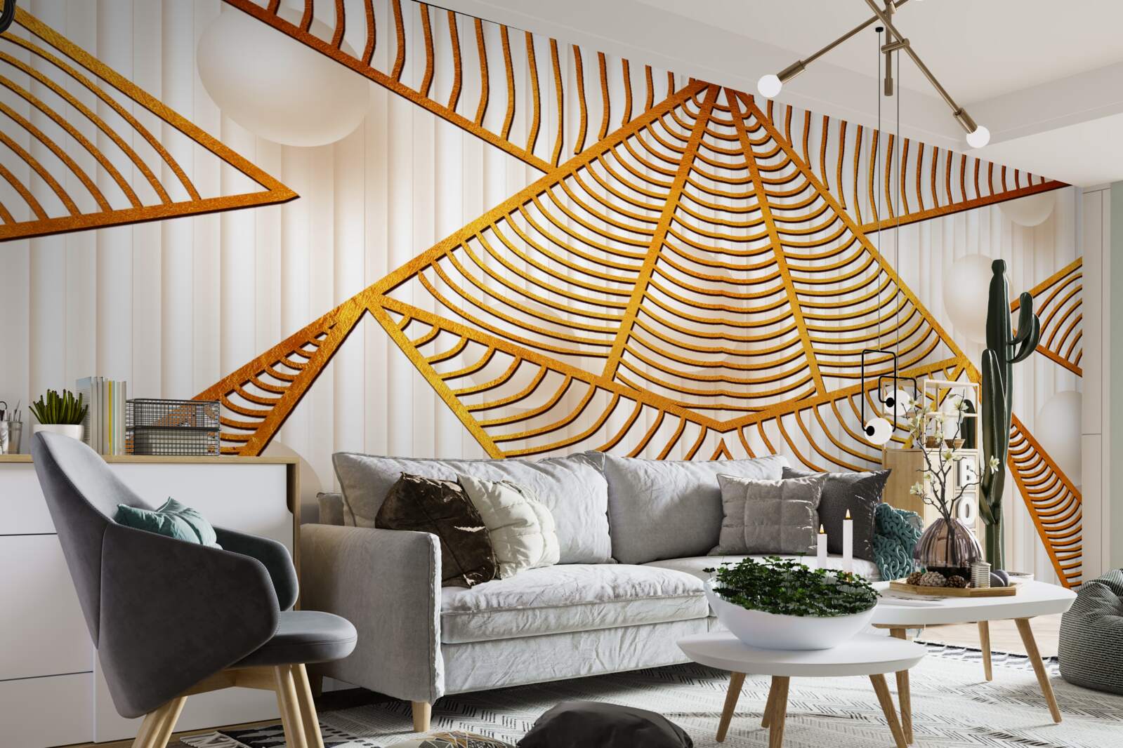 Fototapeta złoty wzór w stylu geometrycznym