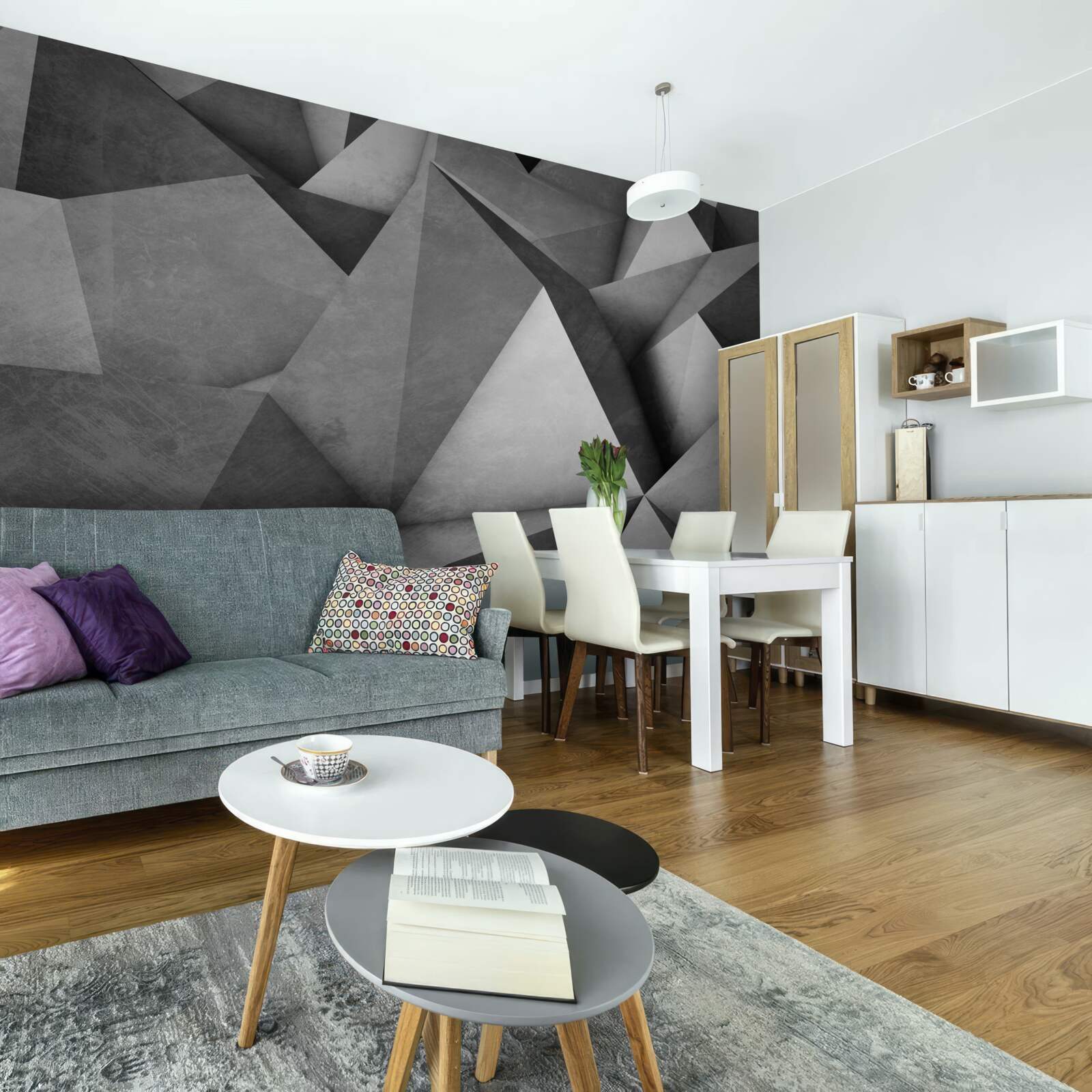 Fototapeta duże, obszerne szare trójkąty