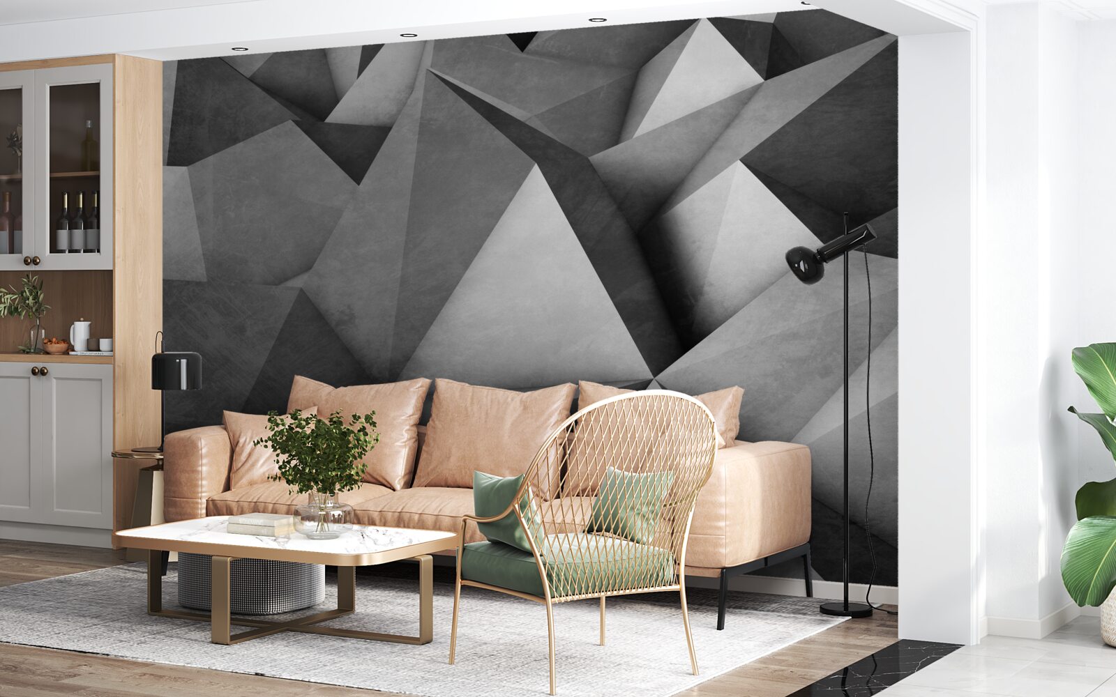 Fototapeta duże, obszerne szare trójkąty