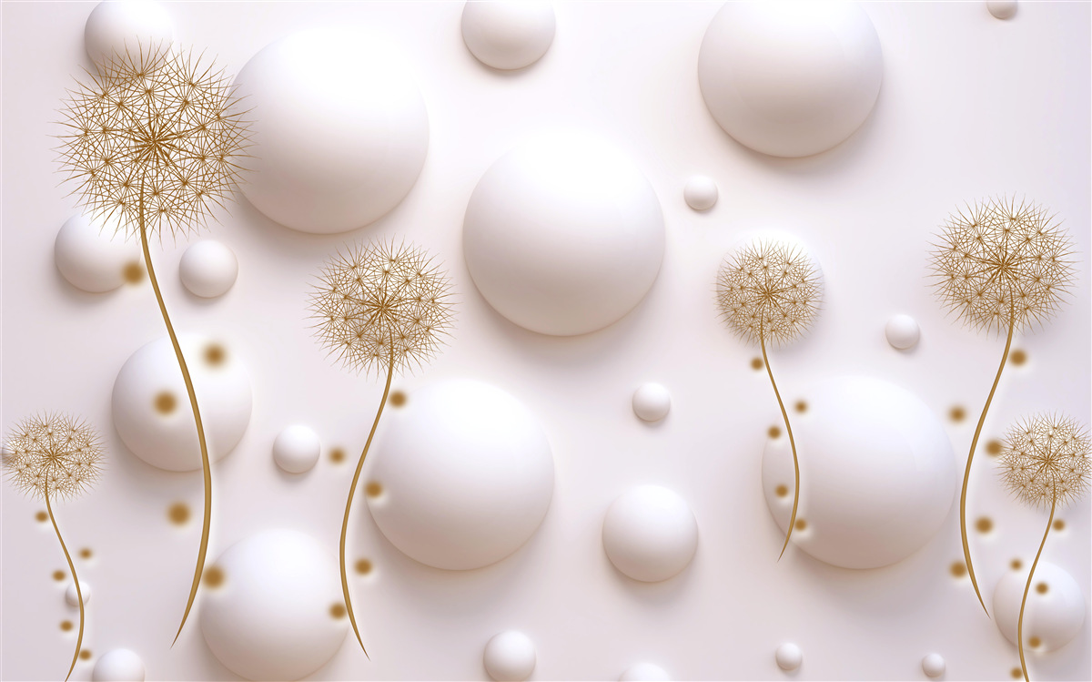 Fototapeta Śnieżnobiałe perły w kształcie koła i złote mlecze