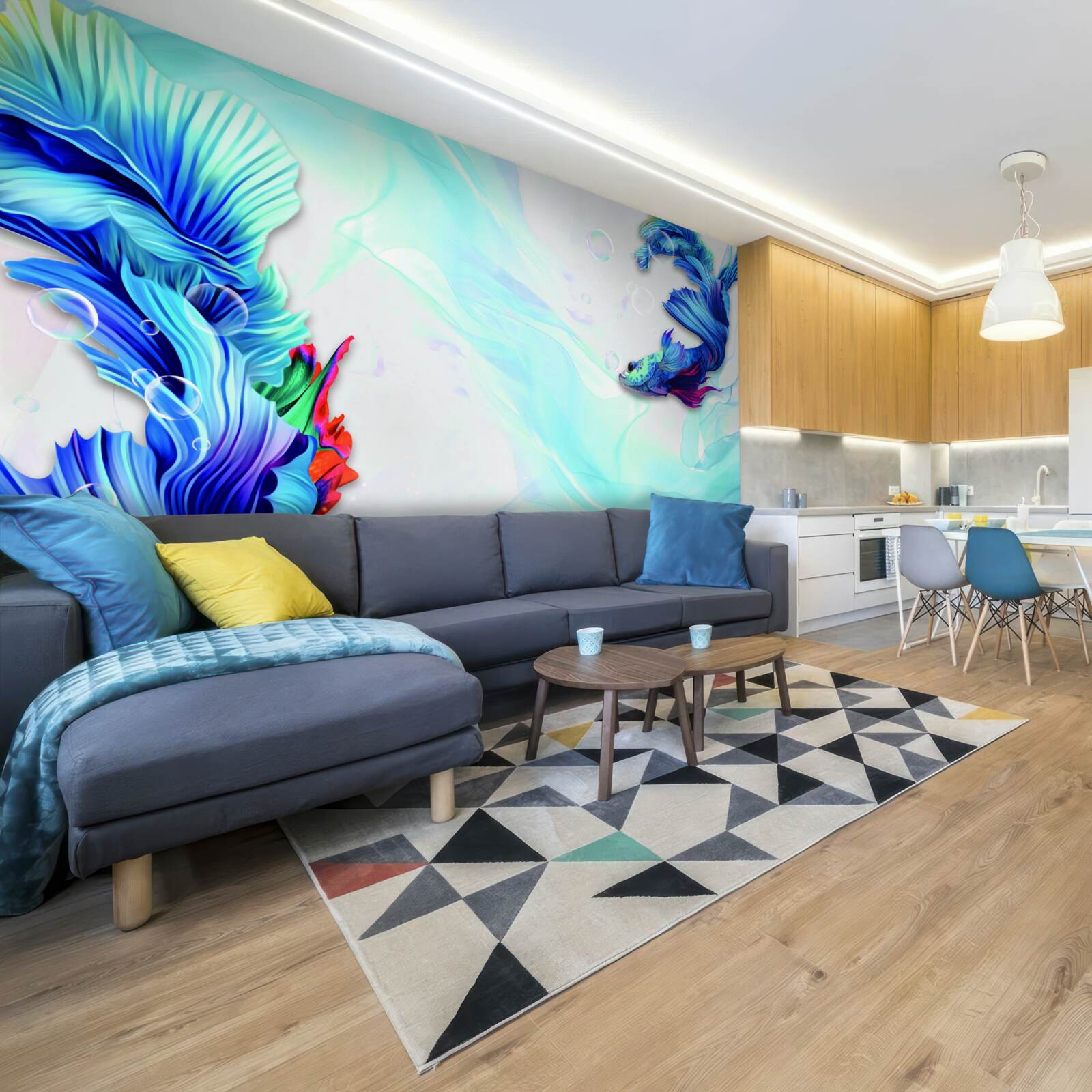 Fototapeta Środowisko wodne jest domem dla ryb z niebieskim ogonem