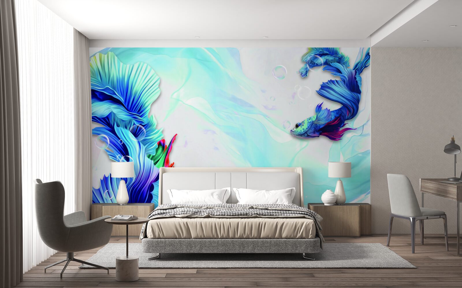 Fototapeta Środowisko wodne jest domem dla ryb z niebieskim ogonem