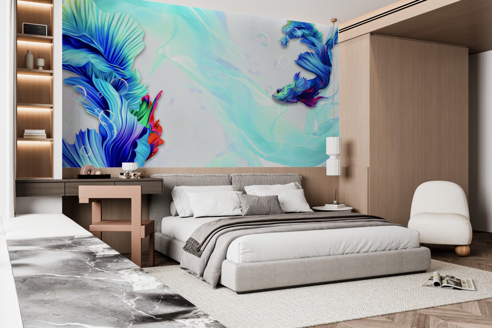 Fototapeta Środowisko wodne jest domem dla ryb z niebieskim ogonem