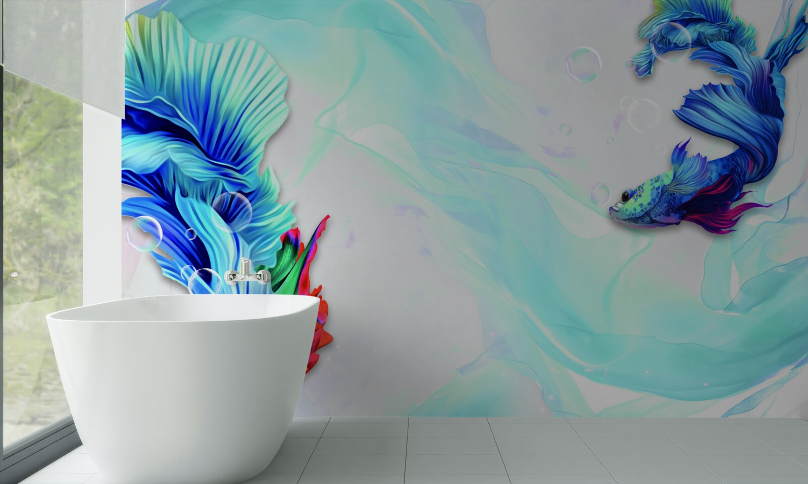 Fototapeta Środowisko wodne jest domem dla ryb z niebieskim ogonem