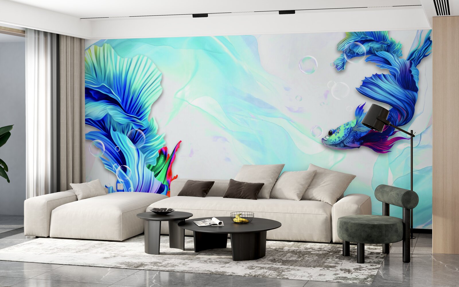 Fototapeta Środowisko wodne jest domem dla ryb z niebieskim ogonem