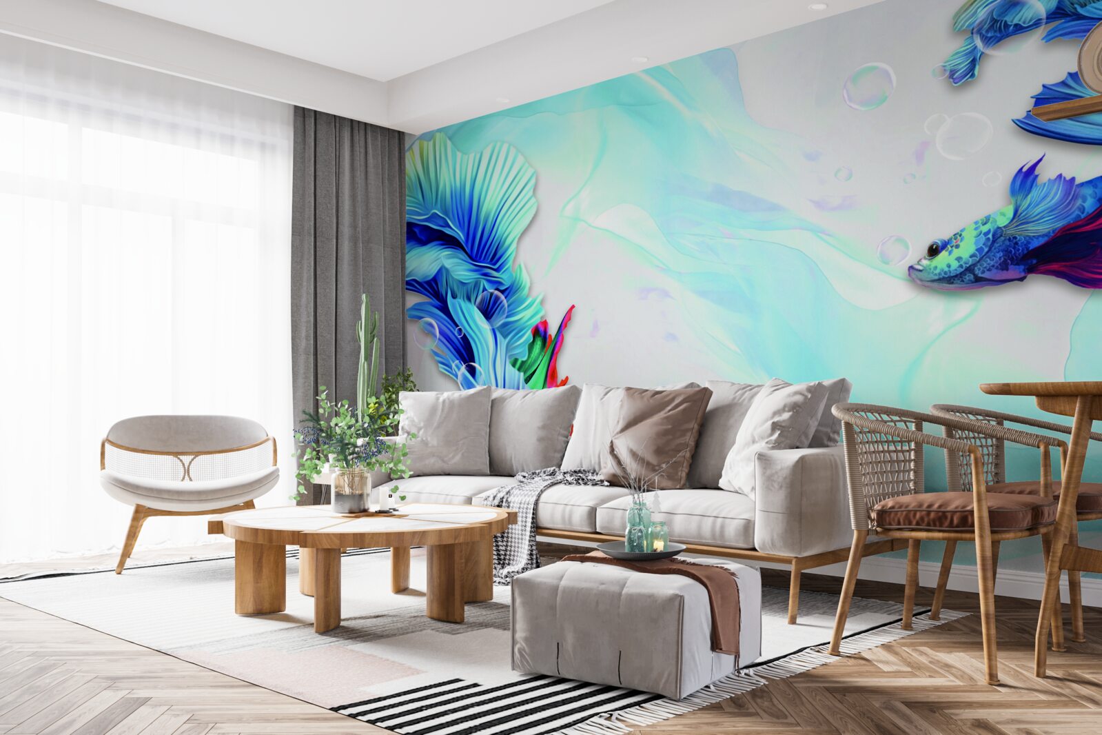 Fototapeta Środowisko wodne jest domem dla ryb z niebieskim ogonem