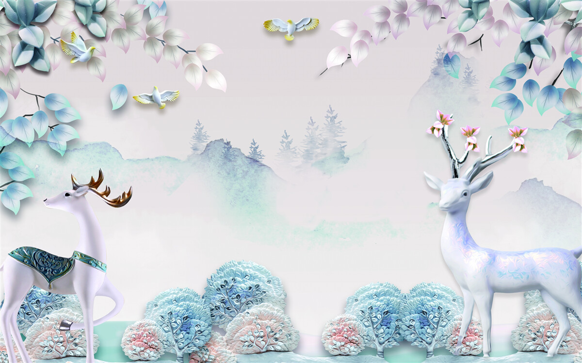 Fototapeta jeleń wędruje w gęstej mgle