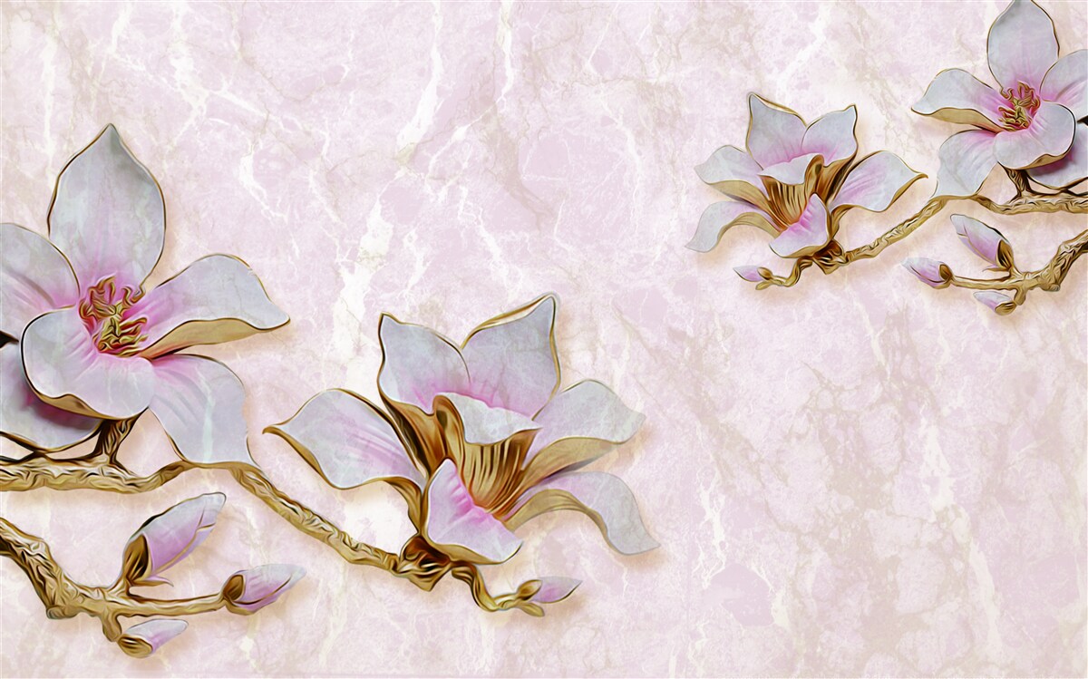 Fototapeta Śnieżnobiałe gałęzie magnolii na delikatnym tle