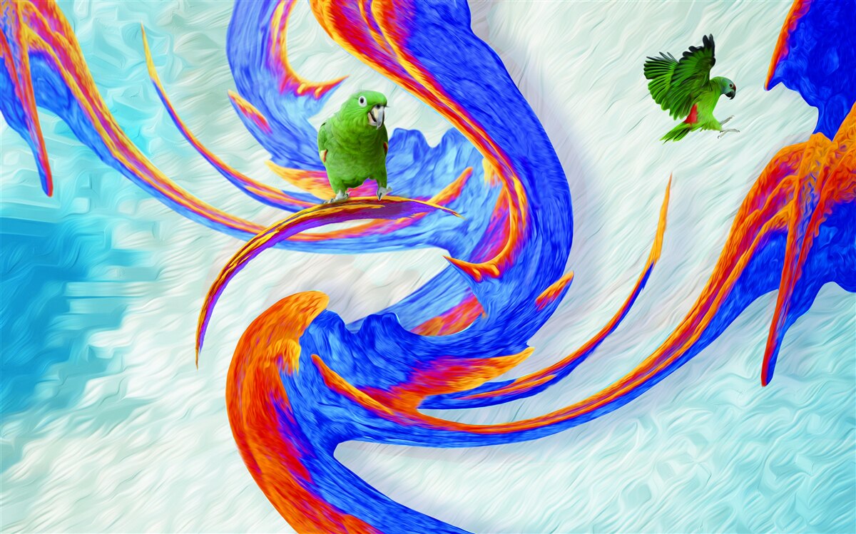 Fototapeta abstrakcja papug na drzewie