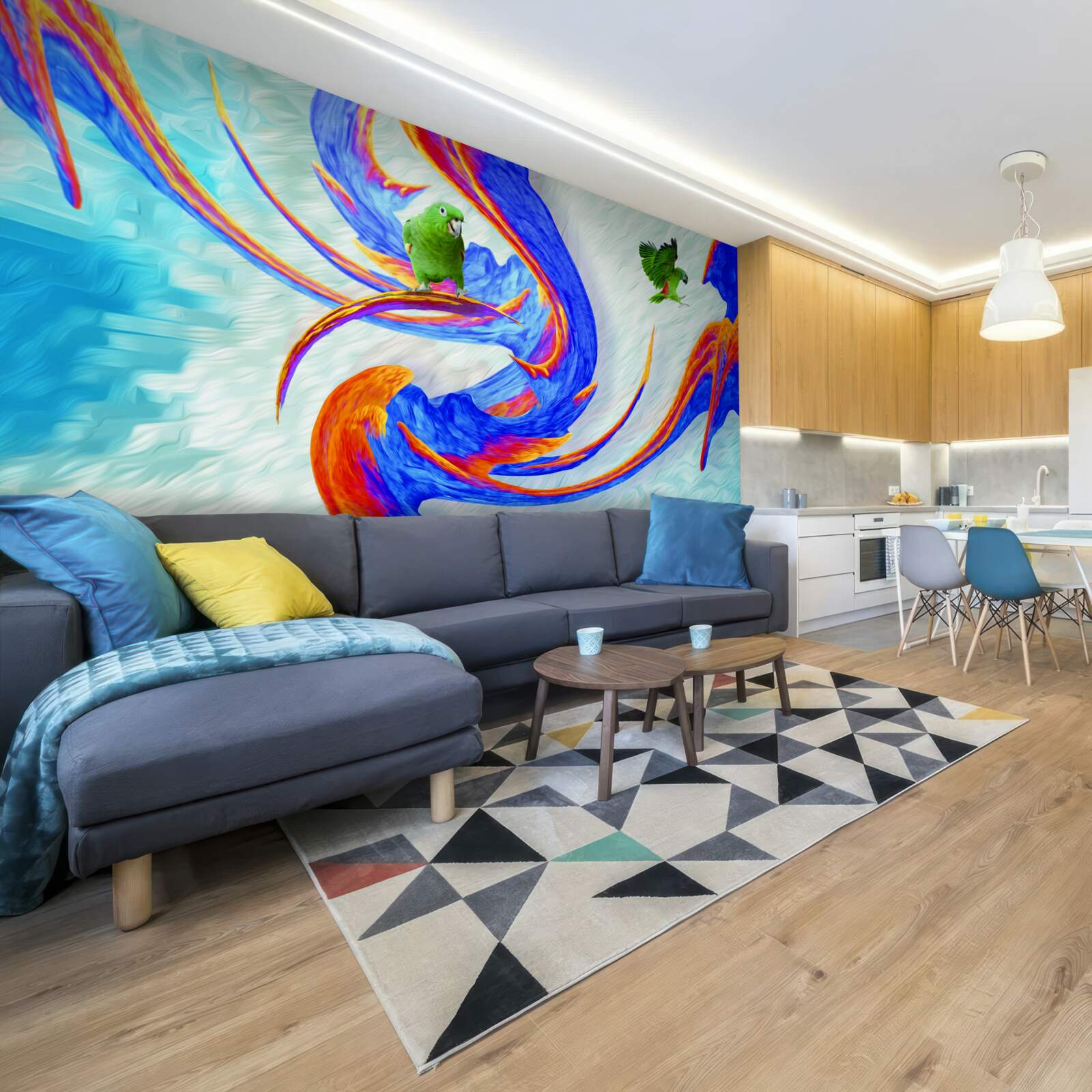 Fototapeta abstrakcja papug na drzewie