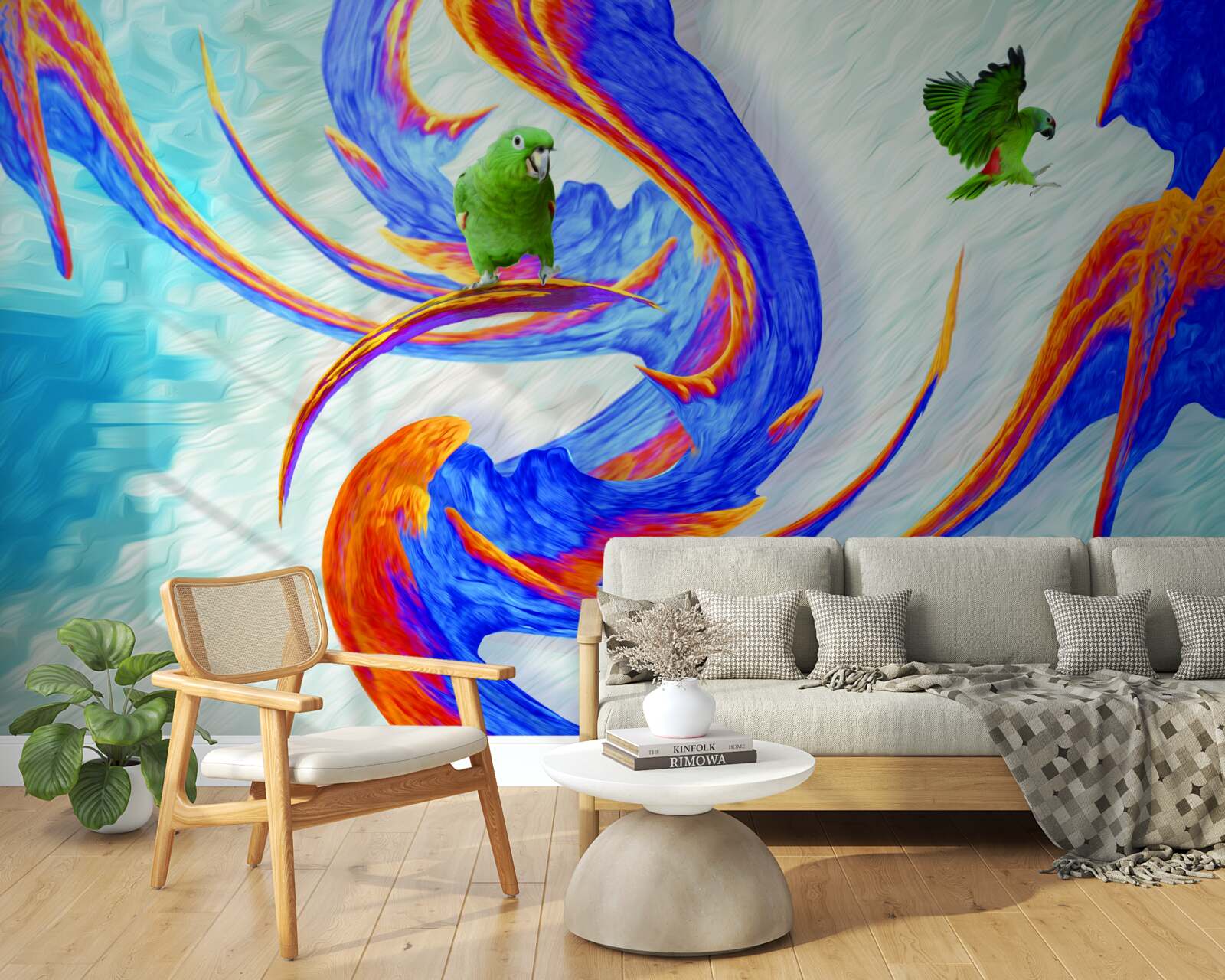 Fototapeta abstrakcja papug na drzewie