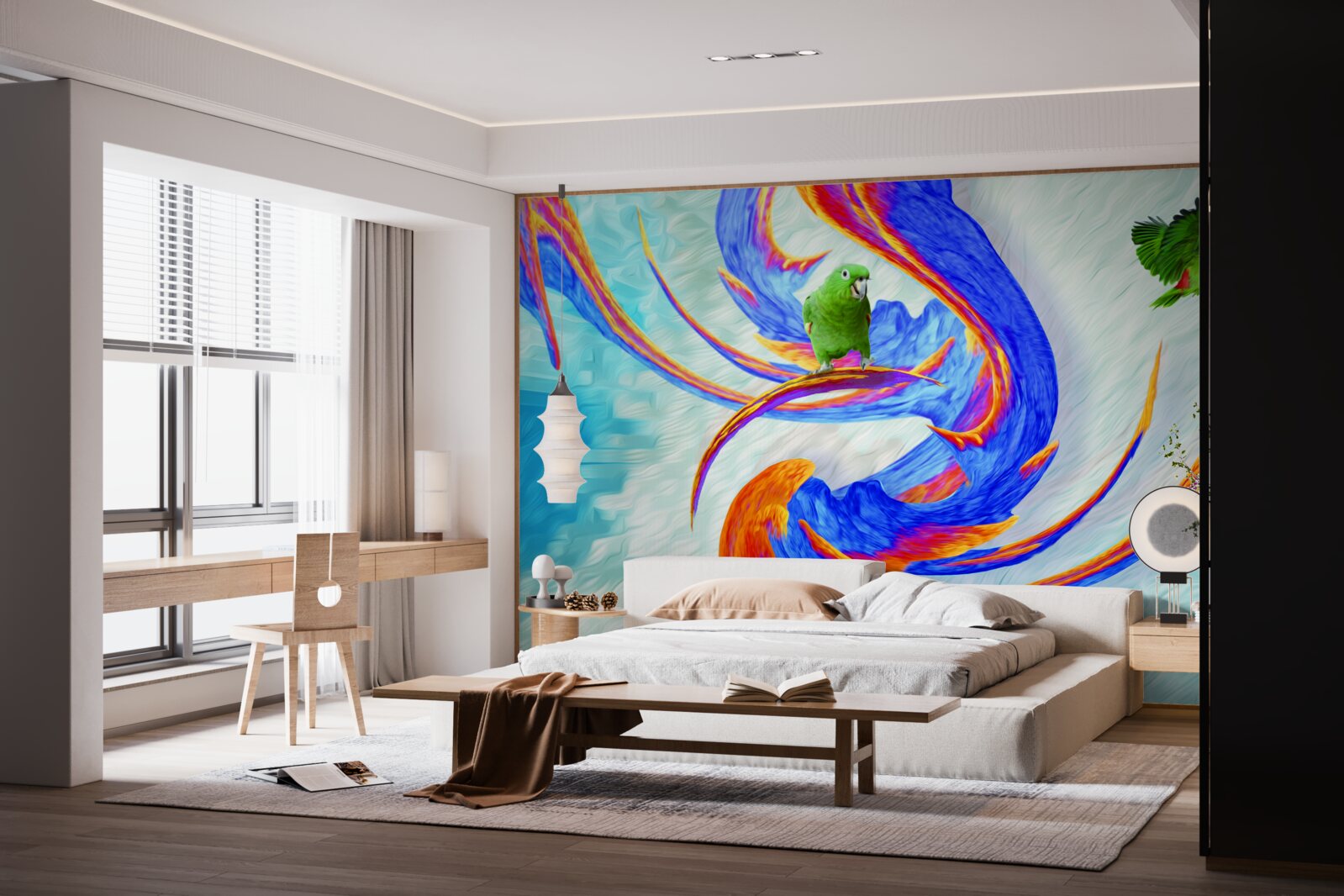 Fototapeta abstrakcja papug na drzewie