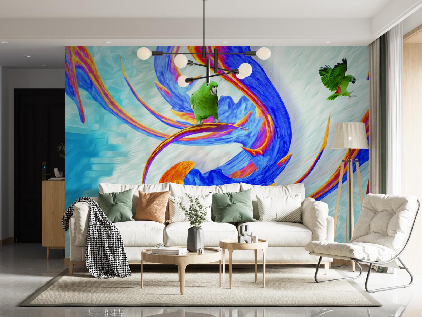 Fototapeta abstrakcja papug na drzewie