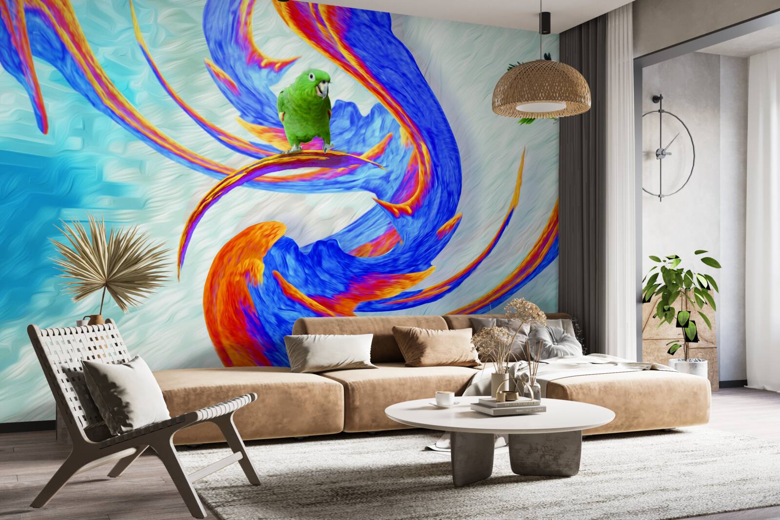 Fototapeta abstrakcja papug na drzewie