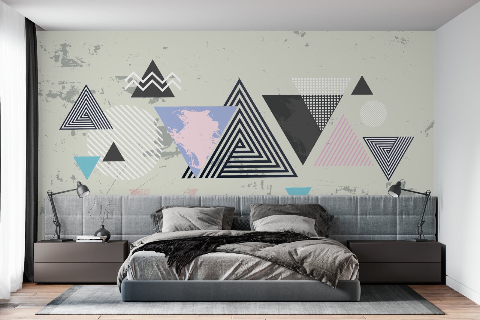 Fototapeta trójkątne kształty na szarym tle