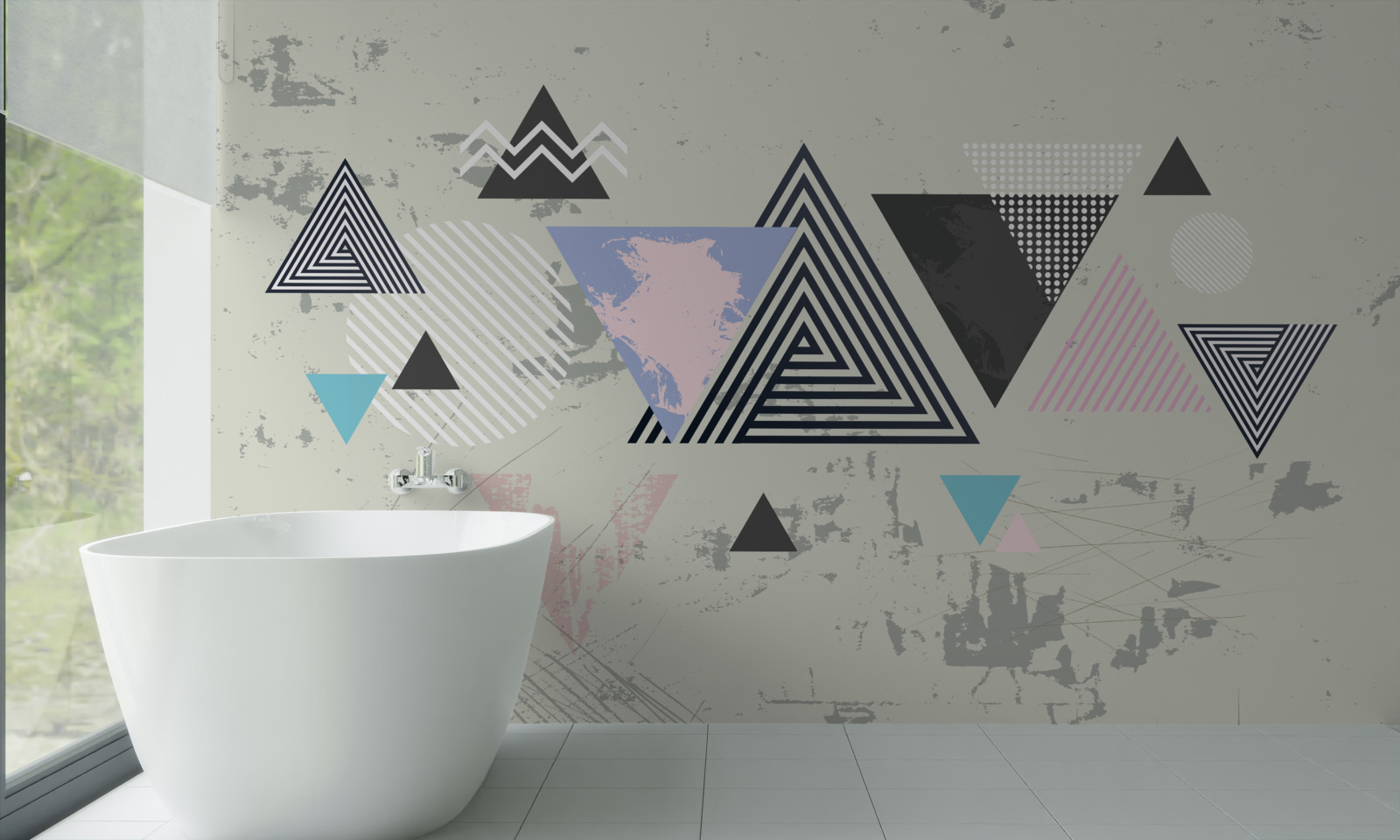 Fototapeta trójkątne kształty na szarym tle