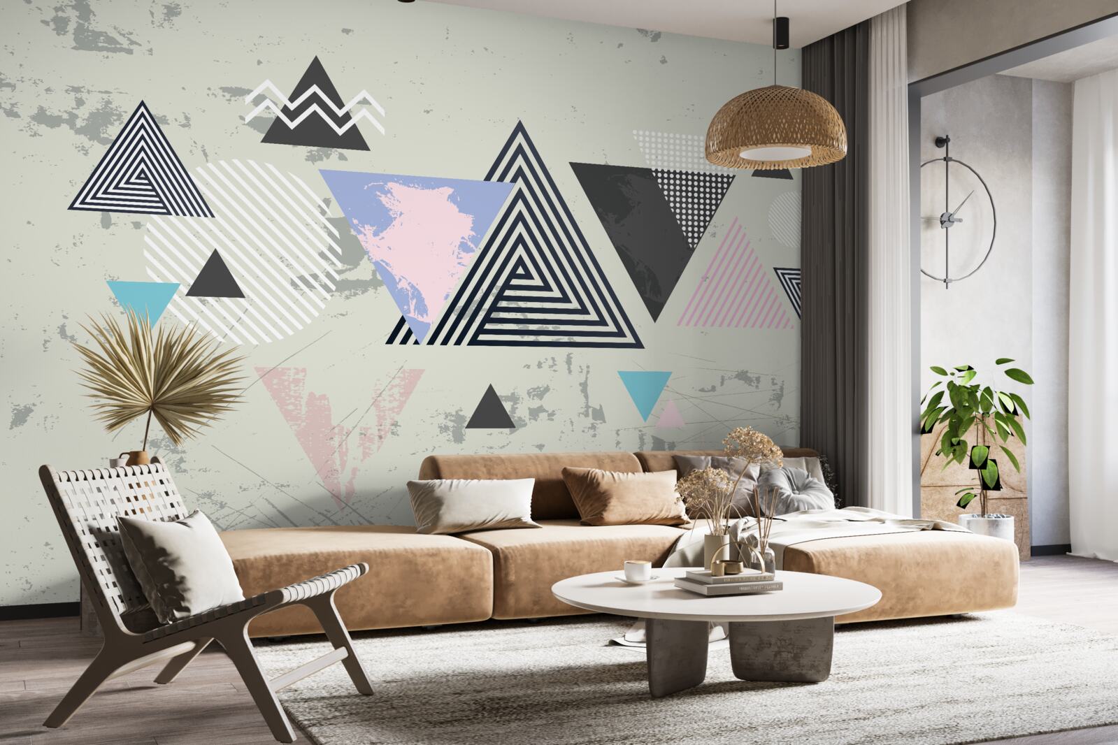 Fototapeta trójkątne kształty na szarym tle