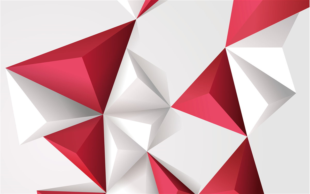 Fototapeta trójkąty w kolorach białym i czerwonym z objętością