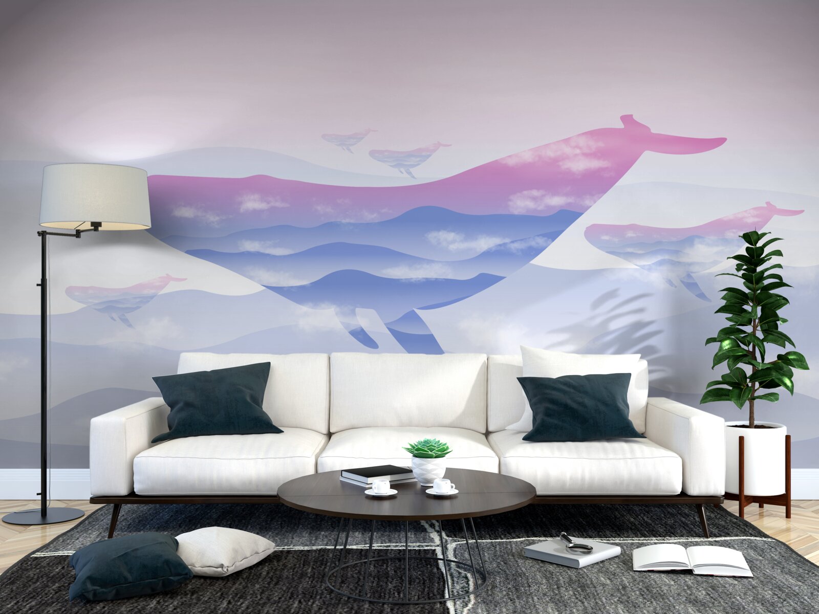 Fototapeta wieloryb szybujący wśród chmur