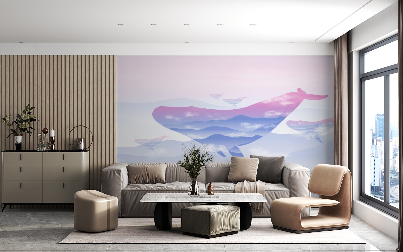 Fototapeta wieloryb szybujący wśród chmur