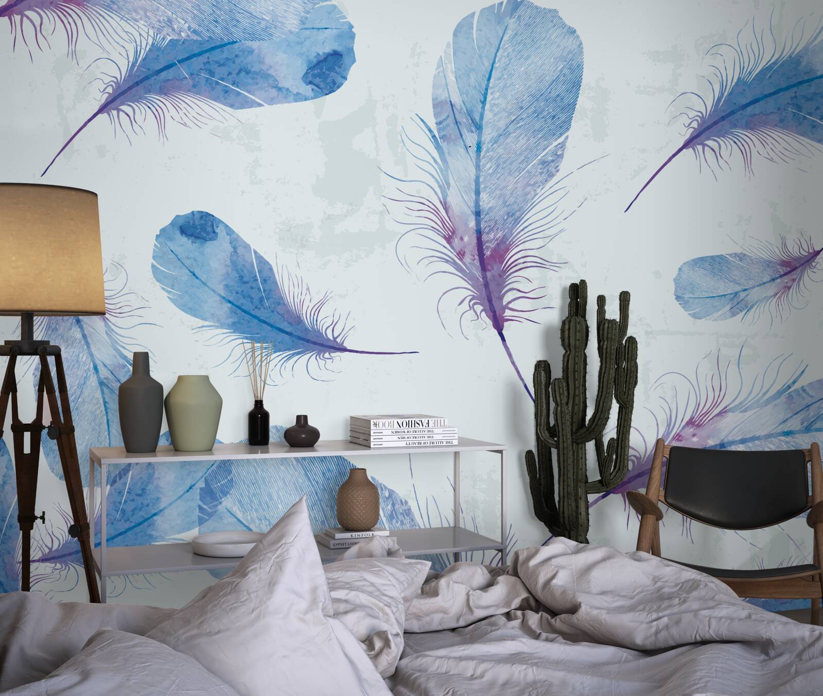 Fototapeta niebieskie pióra znajdują się na białym tle