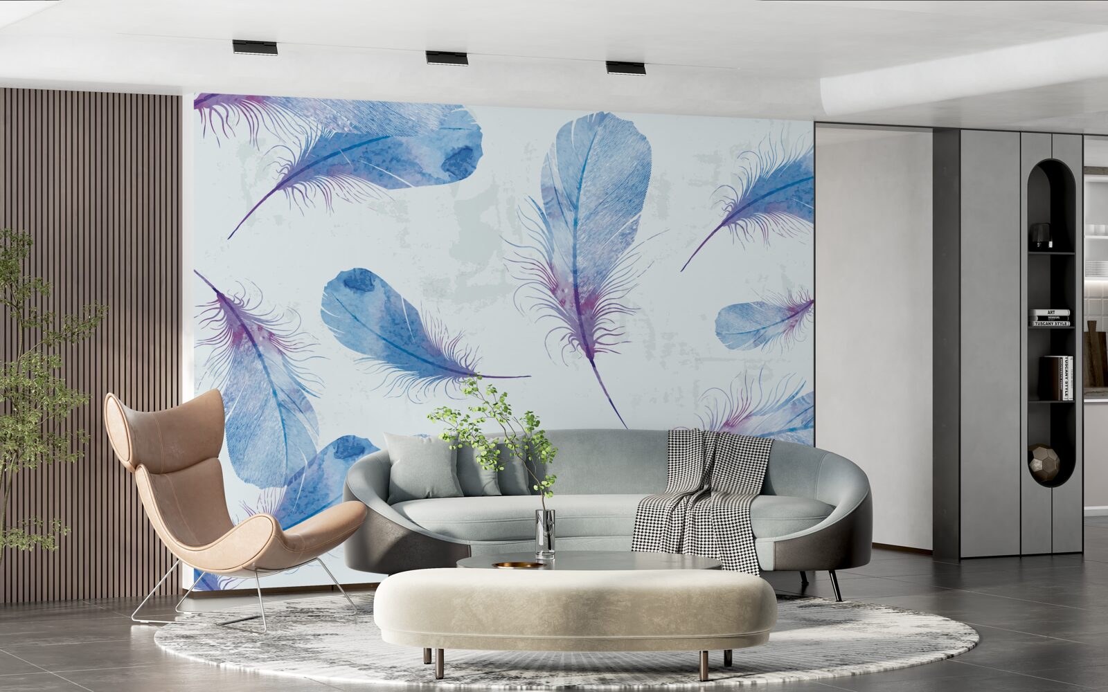 Fototapeta niebieskie pióra znajdują się na białym tle