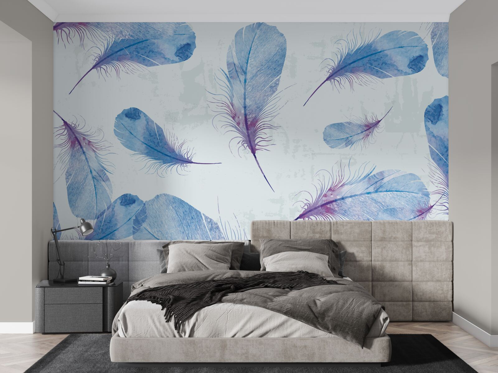 Fototapeta niebieskie pióra znajdują się na białym tle