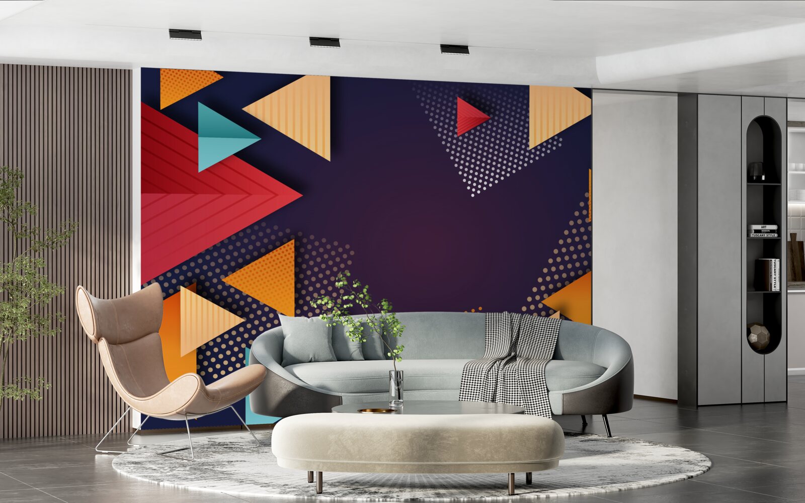 Fototapeta trójkąty o różnych odcieniach na fioletowym tle