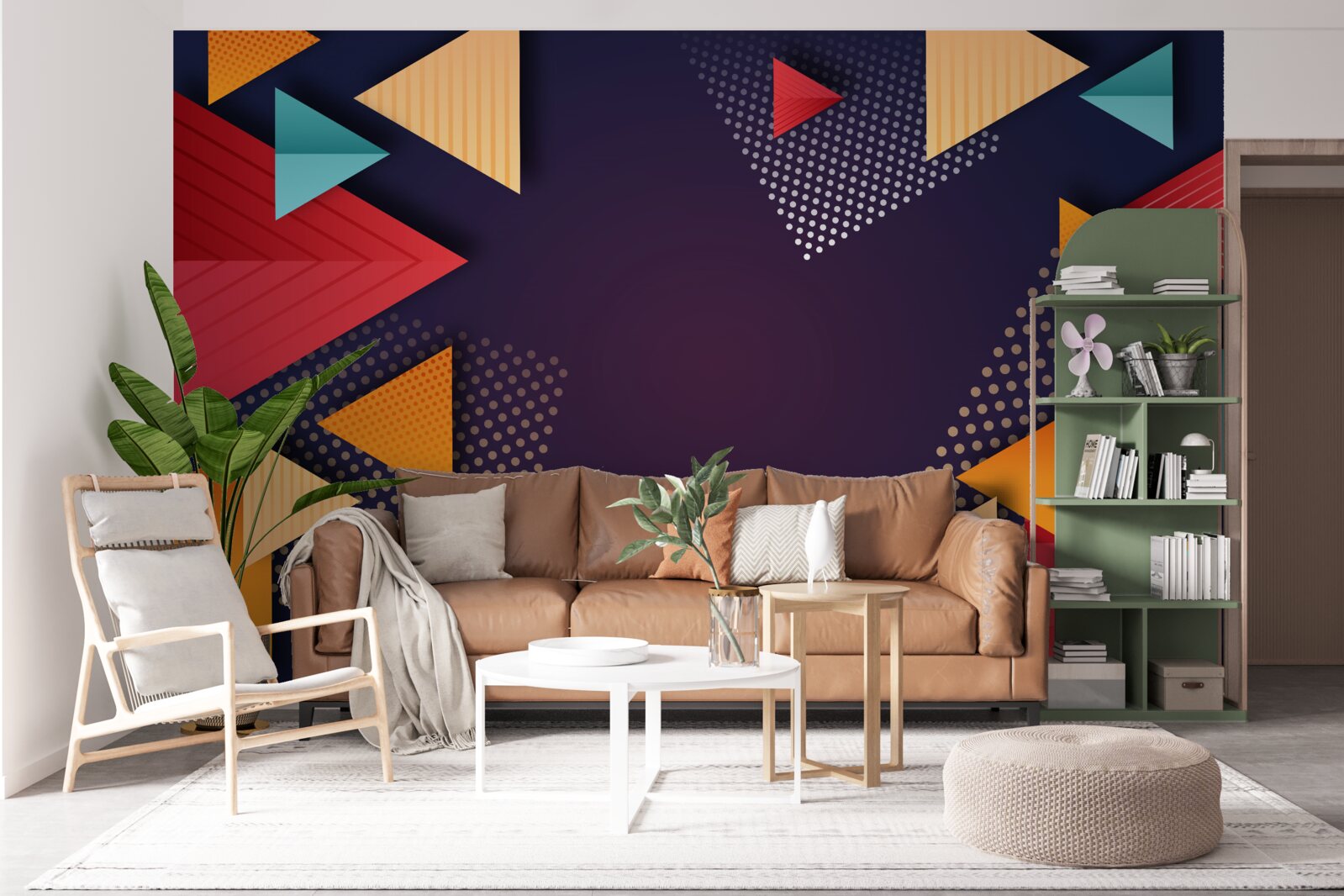 Fototapeta trójkąty o różnych odcieniach na fioletowym tle