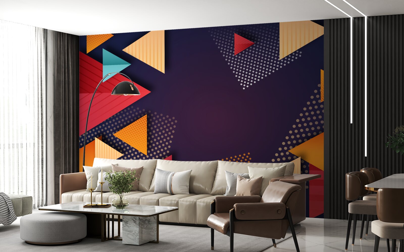 Fototapeta trójkąty o różnych odcieniach na fioletowym tle