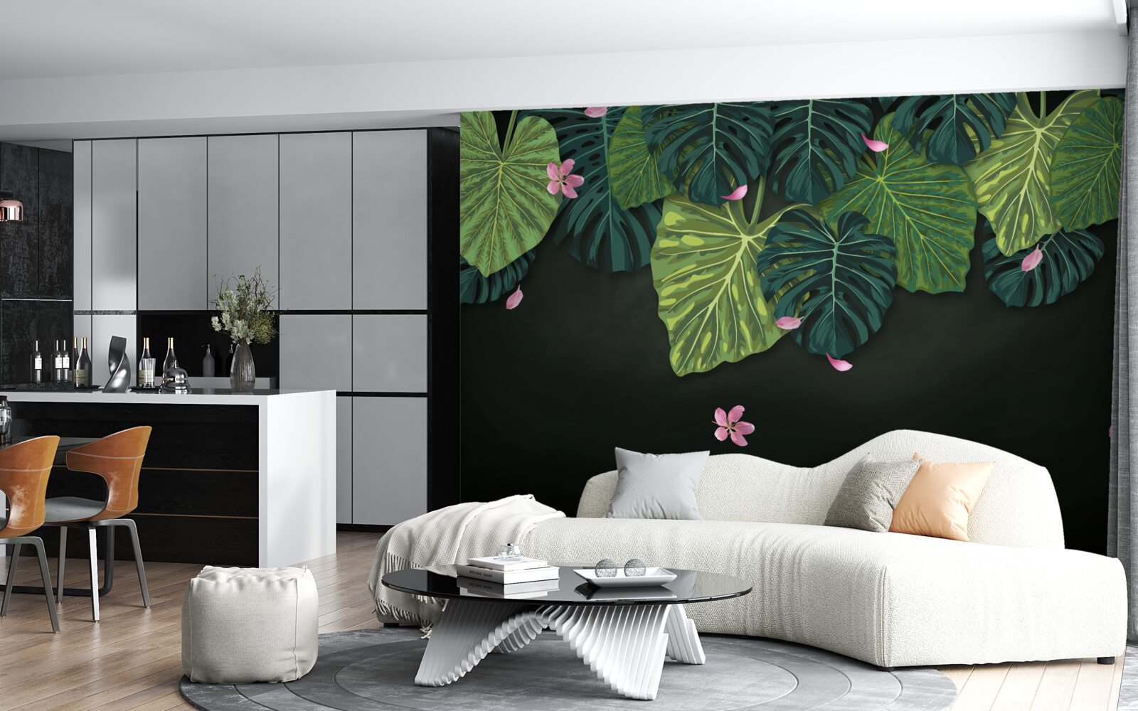 Fototapeta liście tropikalne w nocy