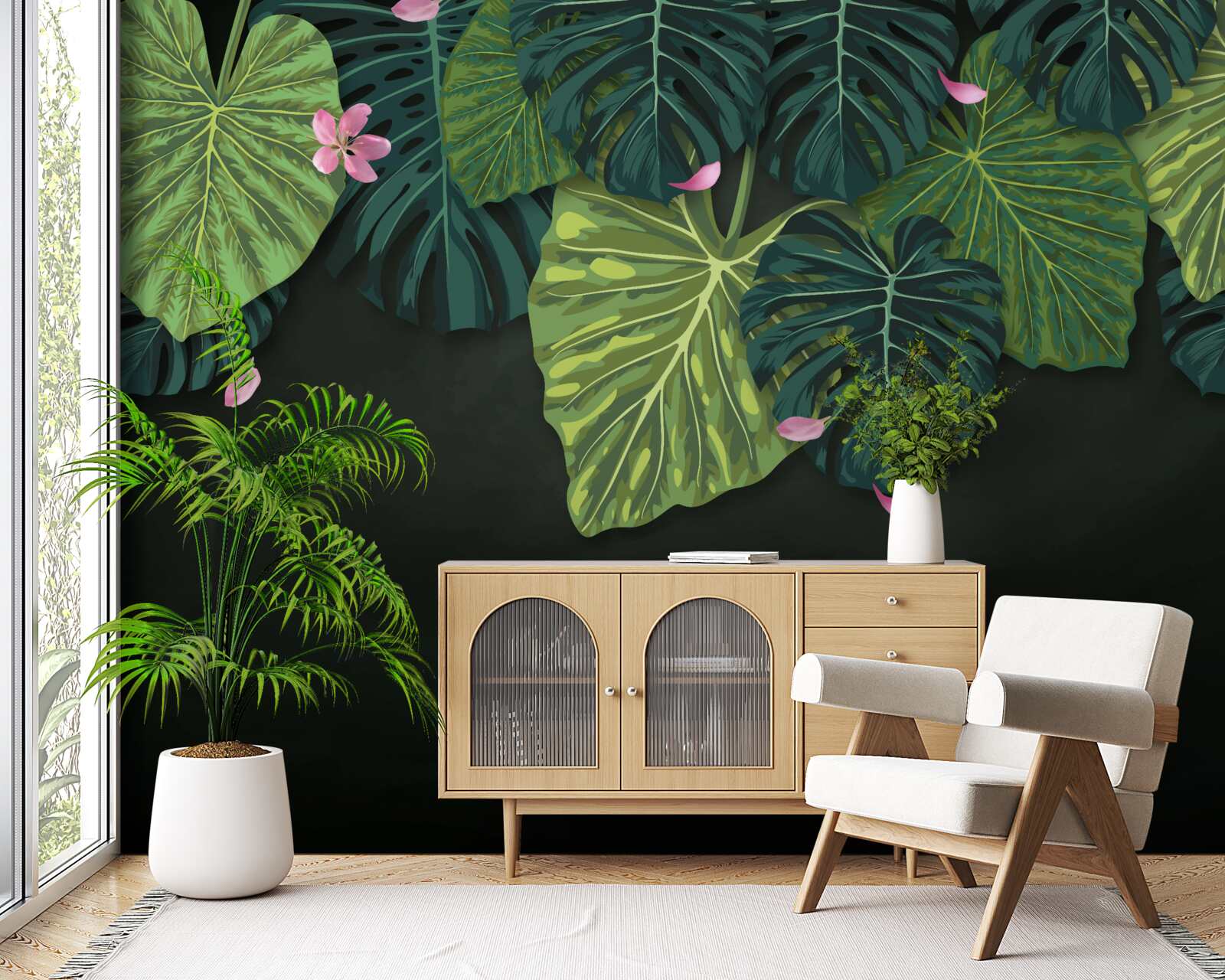 Fototapeta liście tropikalne w nocy