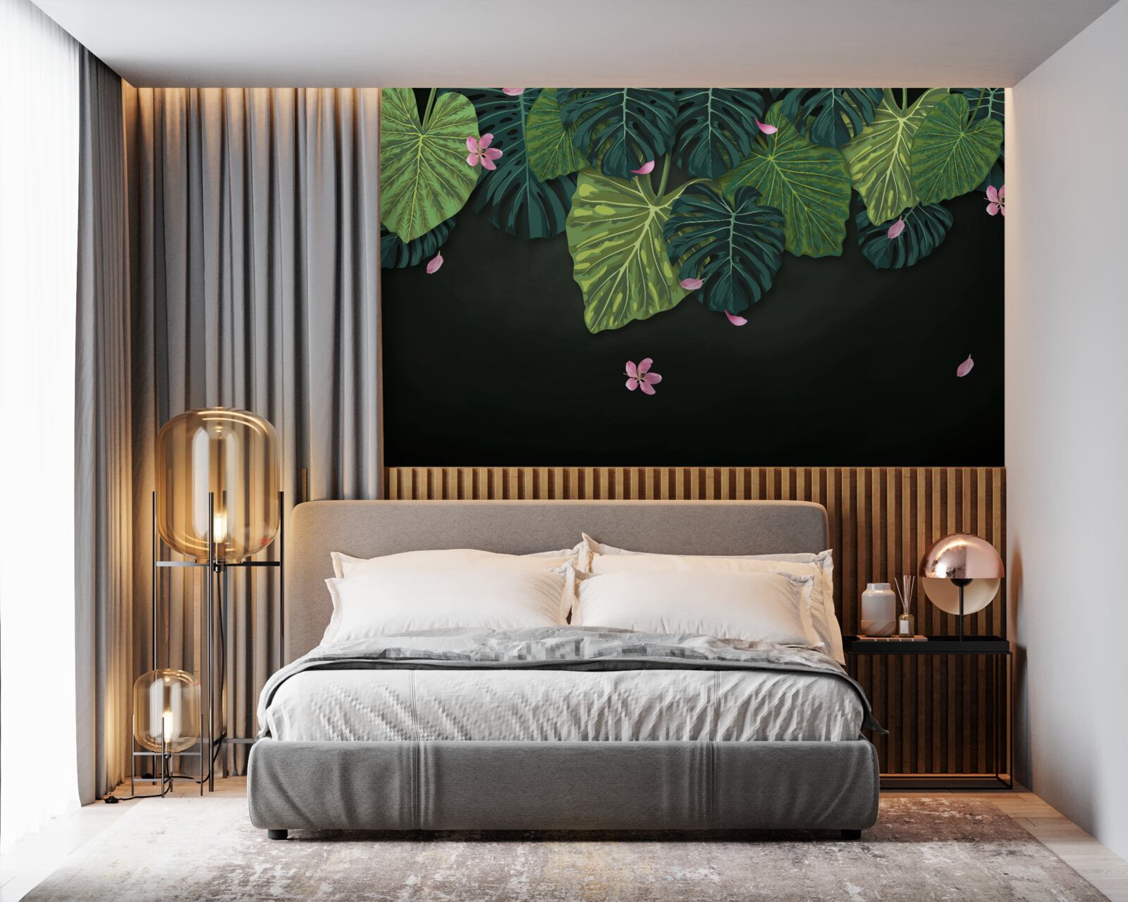 Fototapeta liście tropikalne w nocy