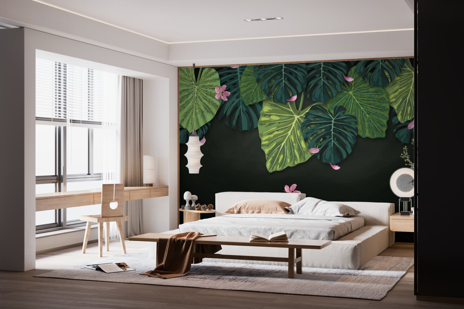 Fototapeta liście tropikalne w nocy