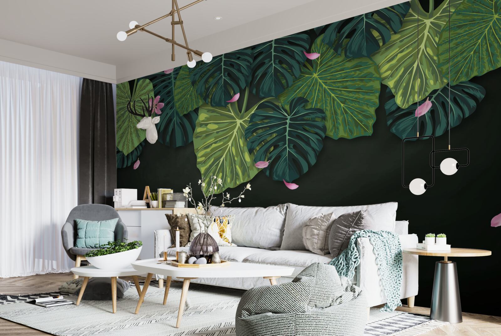 Fototapeta liście tropikalne w nocy