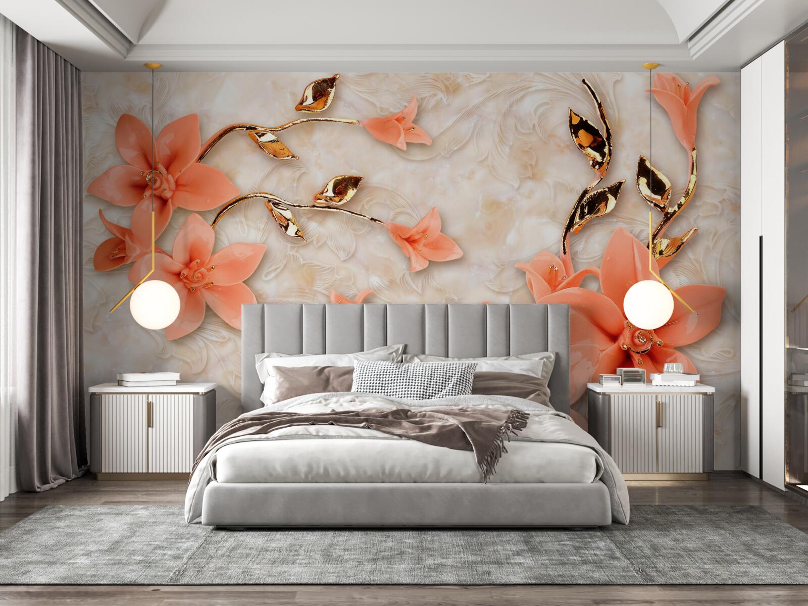 Fototapeta magnolia kwitnąca brzoskwiniowymi odcieniami