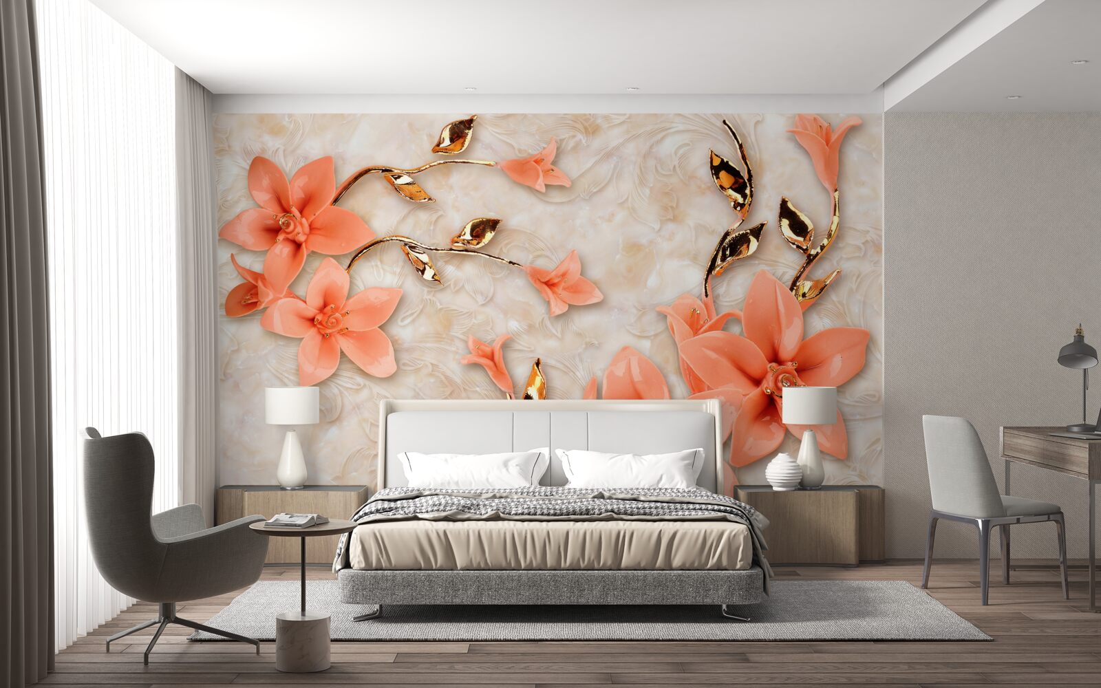 Fototapeta magnolia kwitnąca brzoskwiniowymi odcieniami