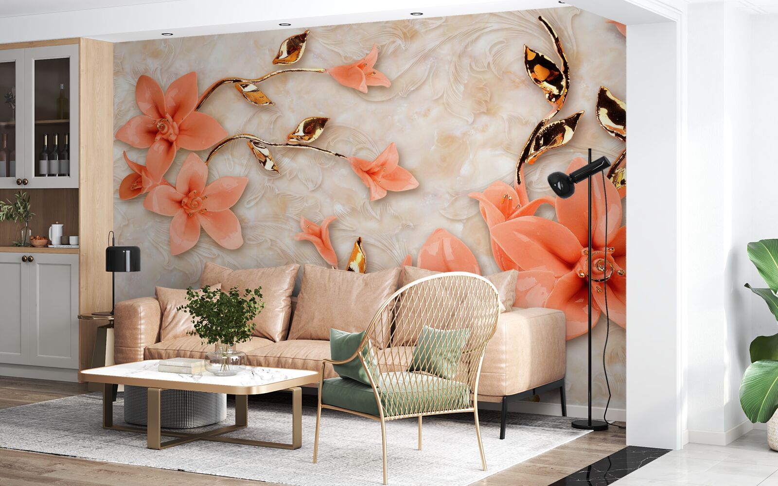 Fototapeta magnolia kwitnąca brzoskwiniowymi odcieniami