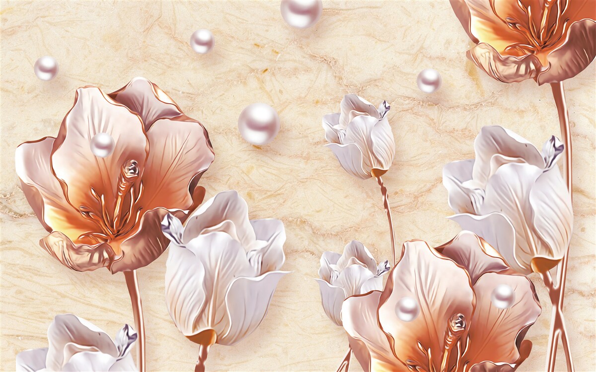 Fototapeta błyszczące cyrkonie, jasne koraliki i wykwintne kwiaty