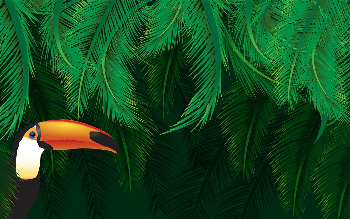 Fototapeta tukan wśród tropikalnej zieleni