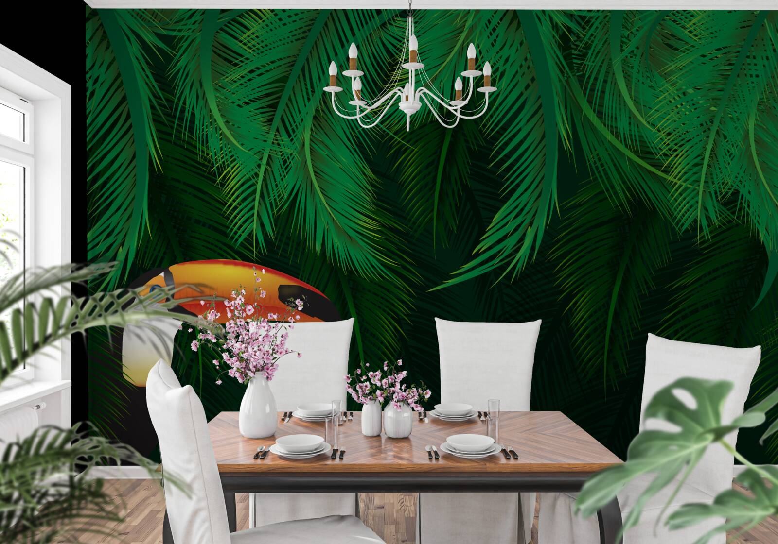 Fototapeta tukan wśród tropikalnej zieleni