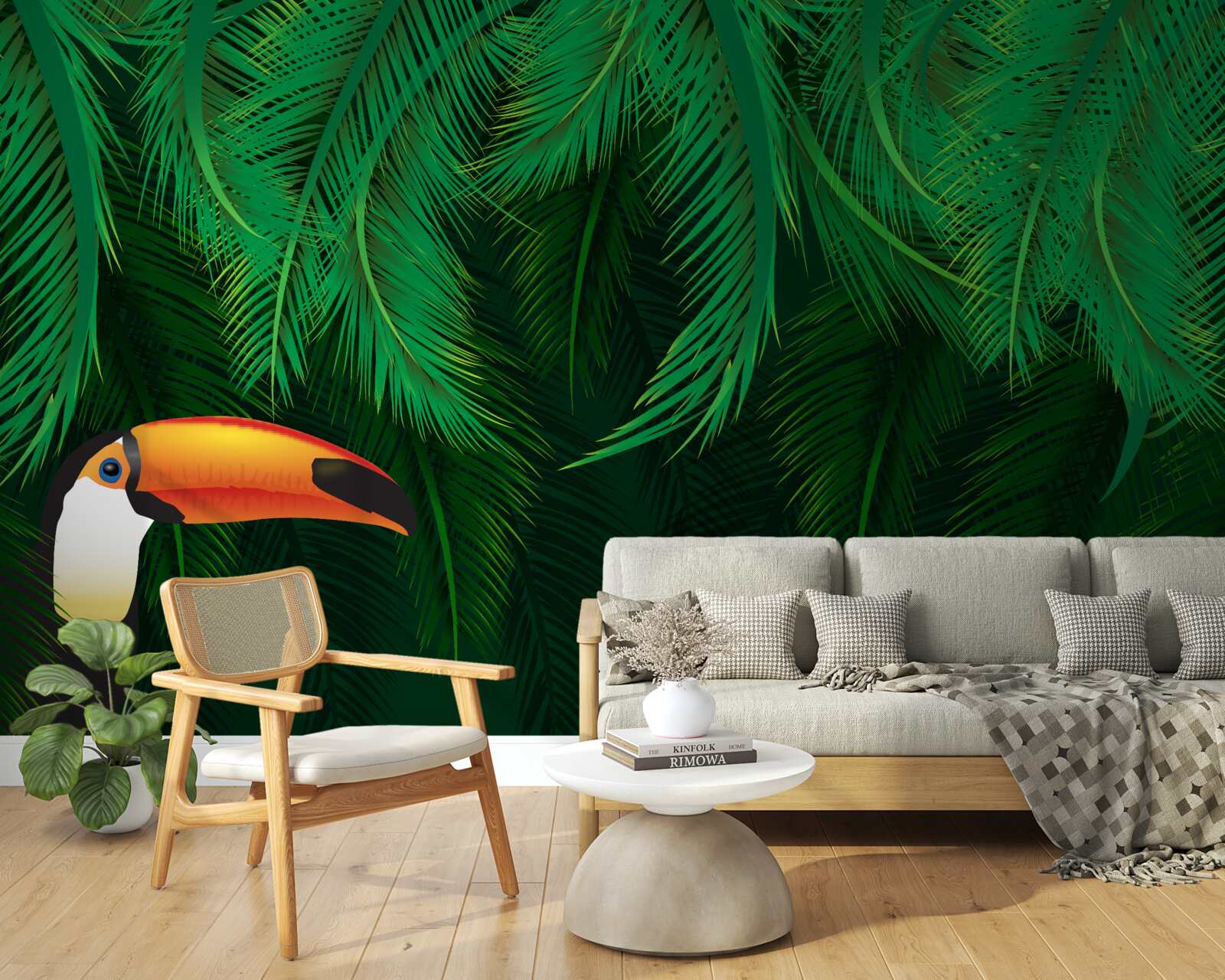 Fototapeta tukan wśród tropikalnej zieleni