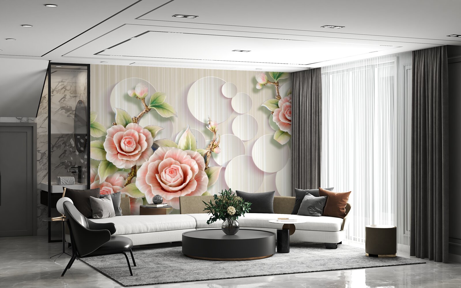 Fototapeta jasne tło ozdobione jest delikatną różą w kolorze herbaty