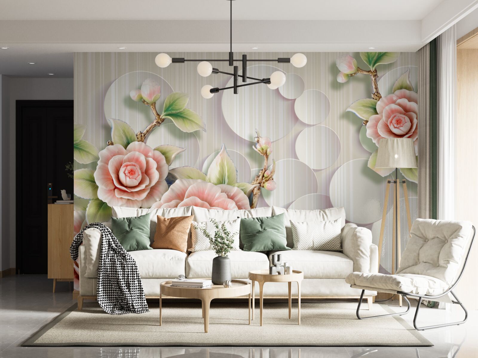 Fototapeta jasne tło ozdobione jest delikatną różą w kolorze herbaty