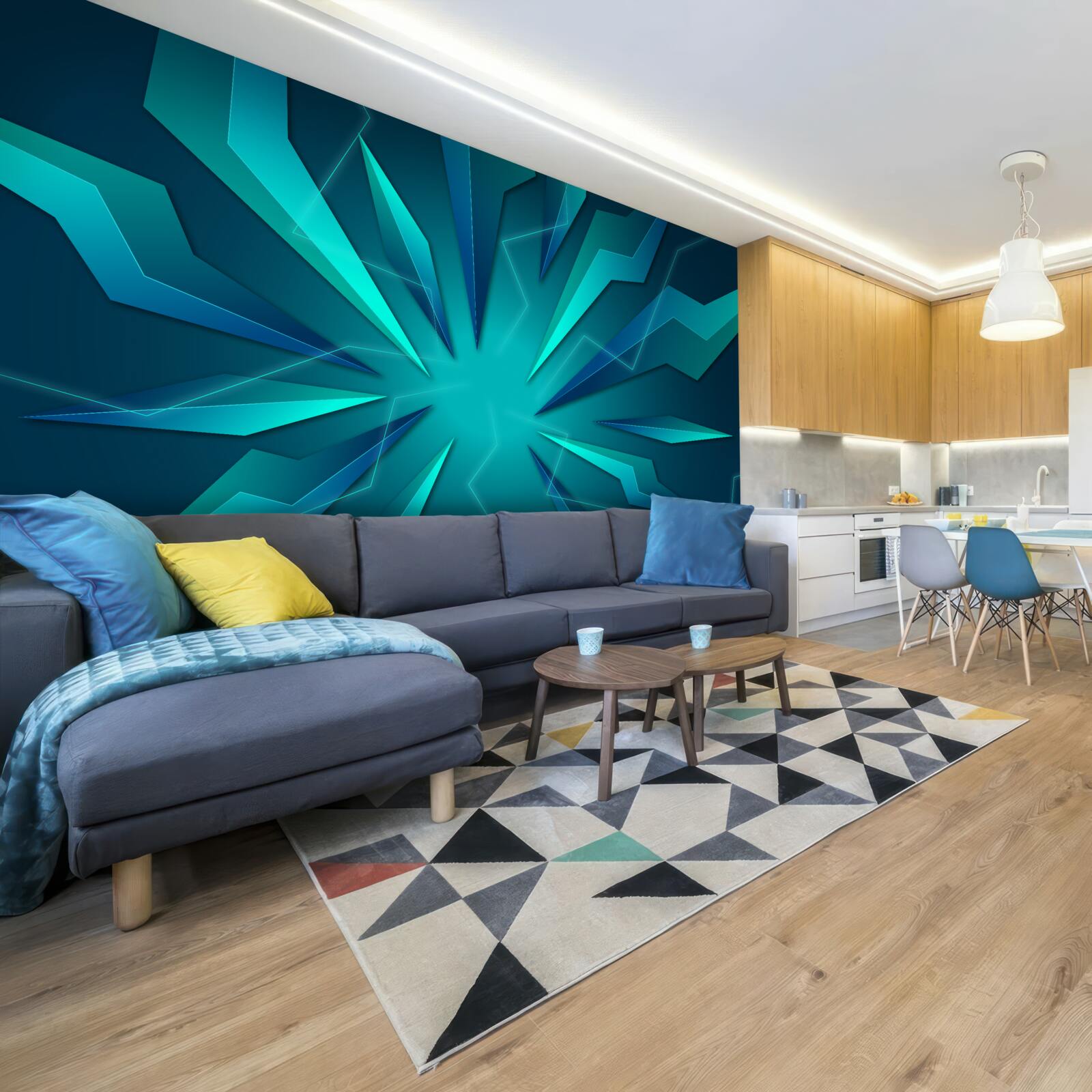 Fototapeta zakręty fal błękitu i turkusu