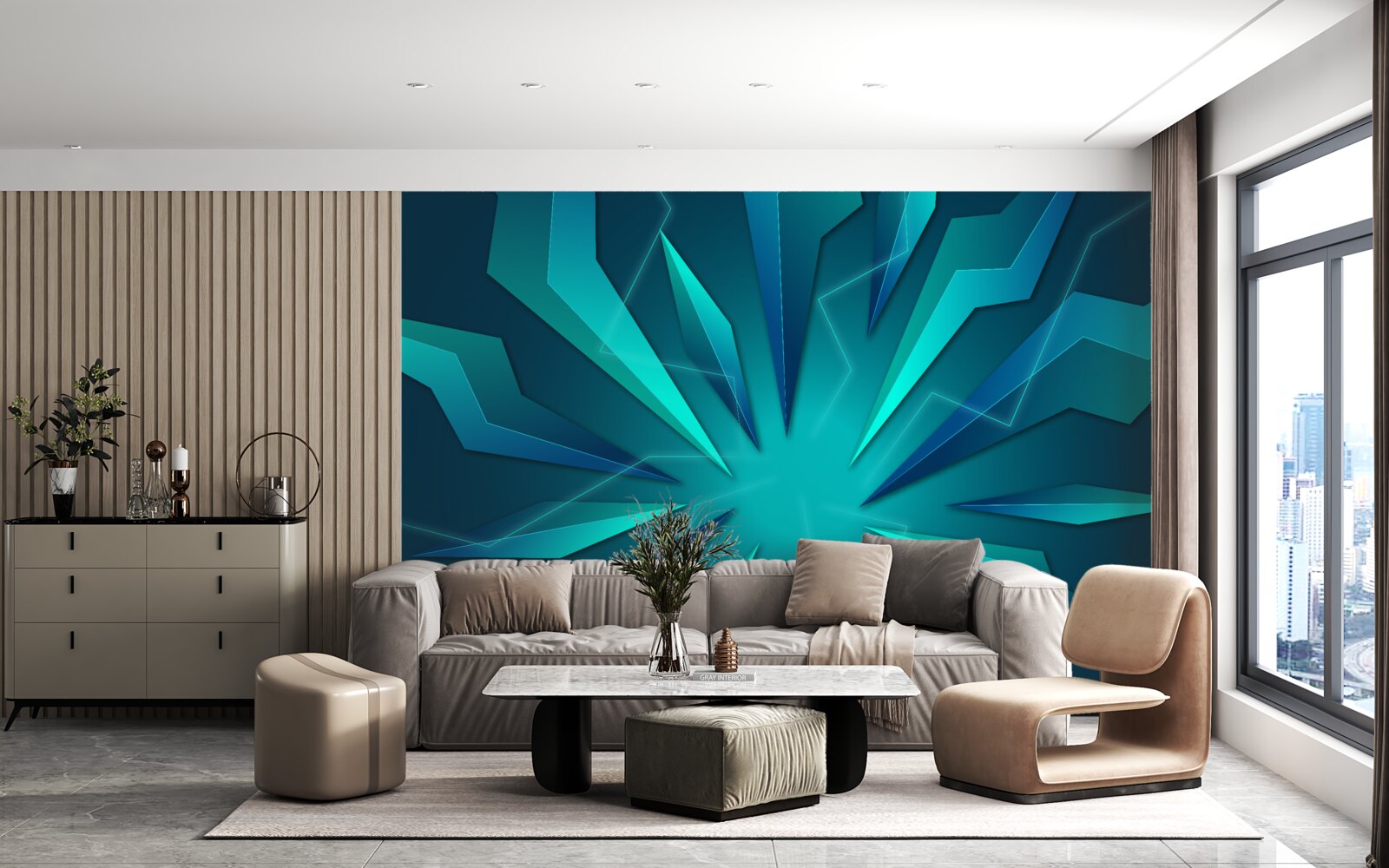 Fototapeta zakręty fal błękitu i turkusu