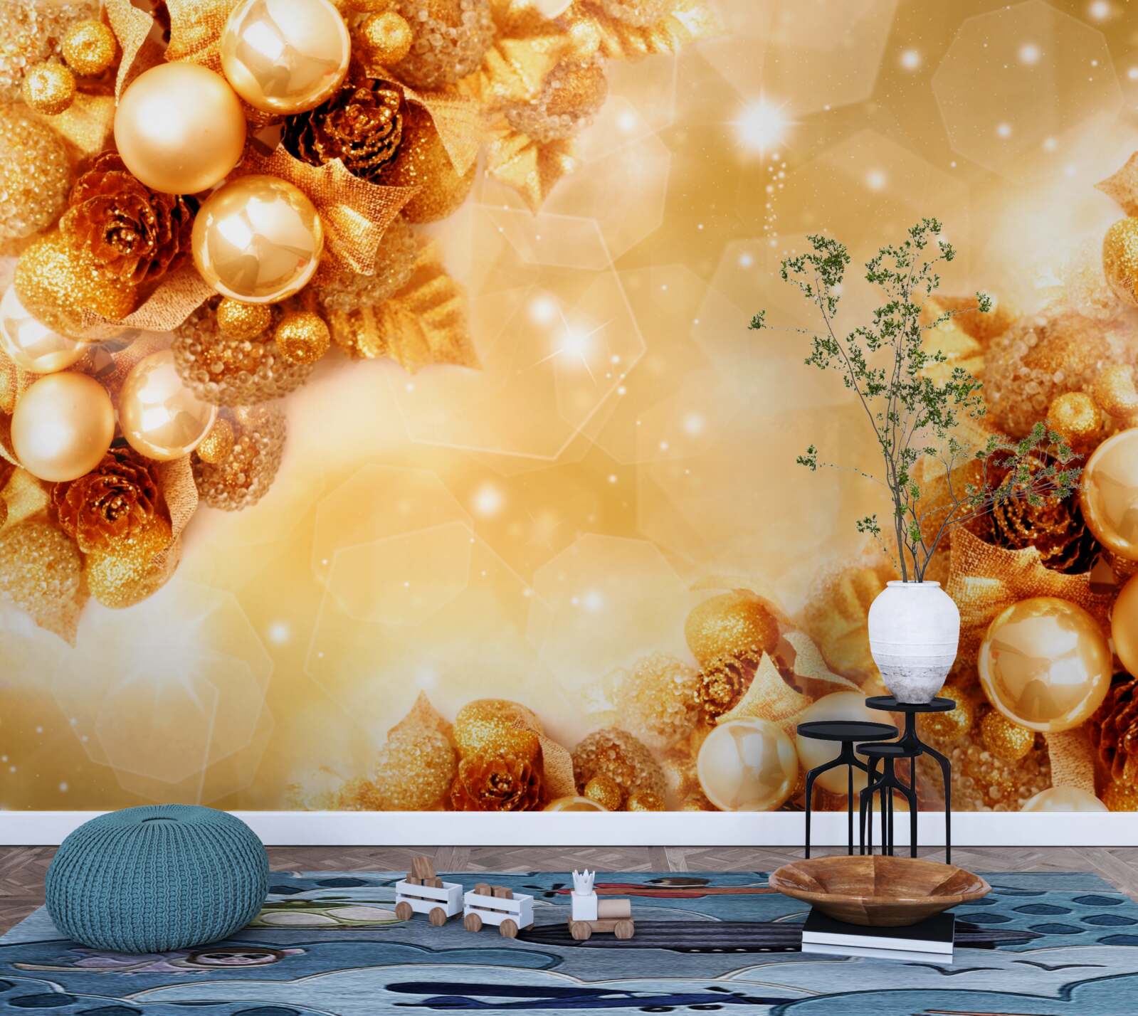 Fototapeta złote perły na złotych liściach