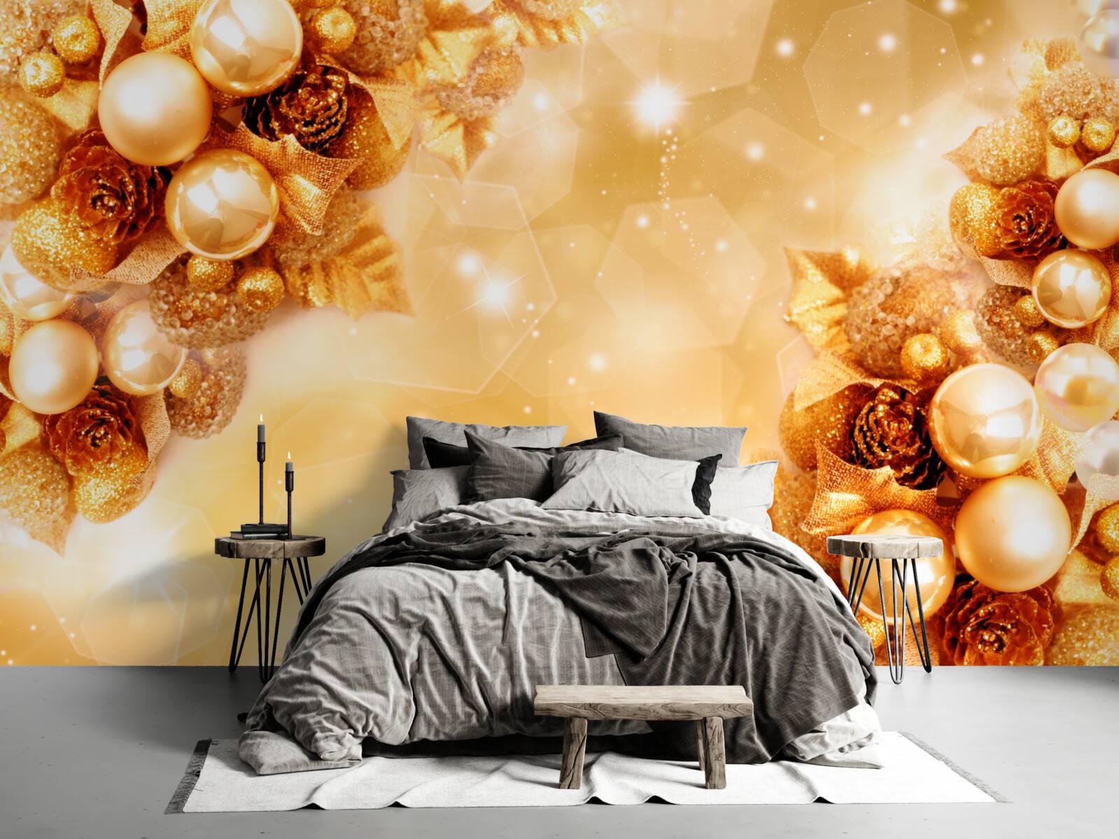 Fototapeta złote perły na złotych liściach