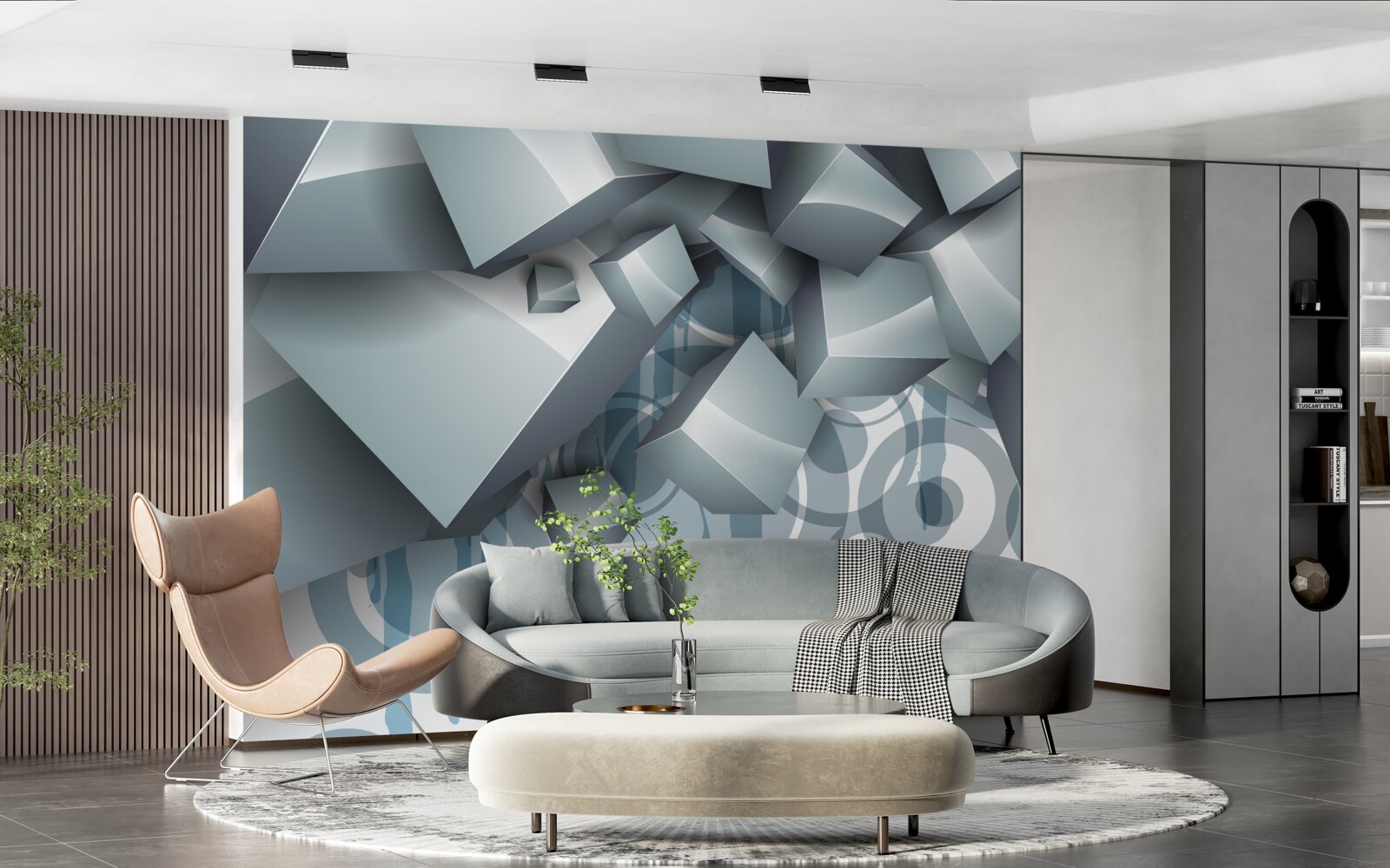 Fototapeta szare kostki o charakterze optycznym