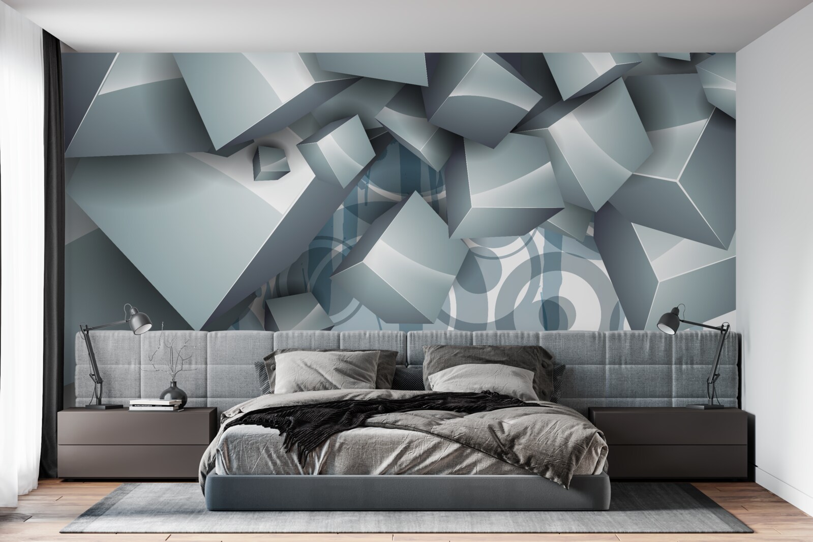 Fototapeta szare kostki o charakterze optycznym